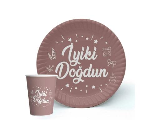  İYİKİ DOĞDUN TABAK/BARDAK SET 8’Lİ 