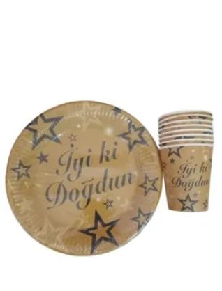  İYİKİ DOĞDUN TABAK/BARDAK SET 8’Lİ 