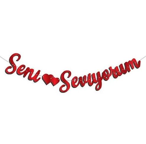 SENİ SEVİYORUM KIRMIZI KALİGRAFİ